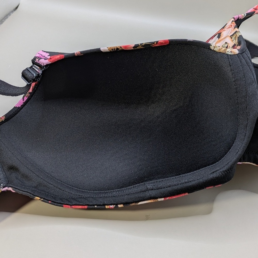 Torrid 360 Smoothing Wire-Free Bra Black Floral Cherub Angel Print Women 42D - Picture 4 of 9